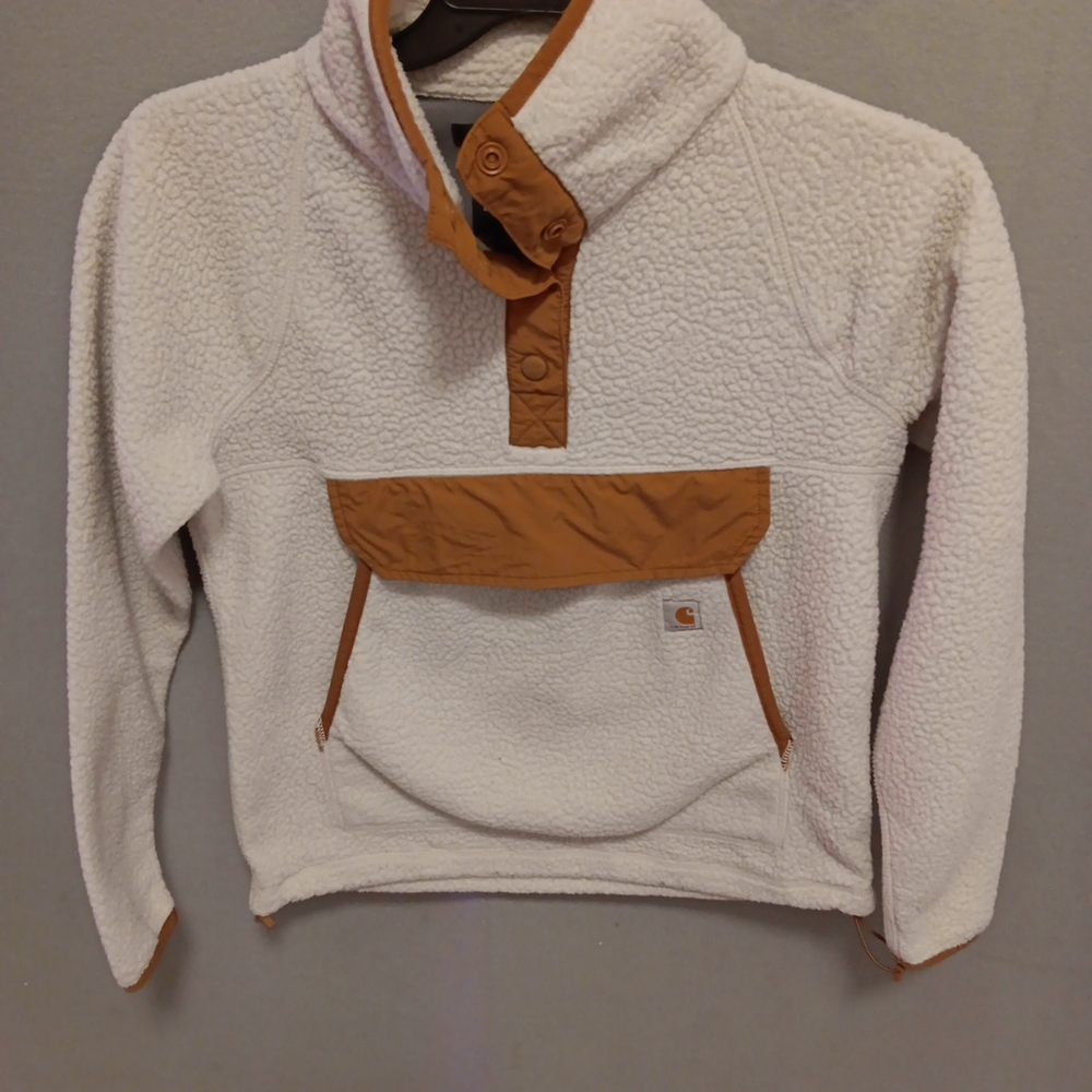 Carhartt Cream Sherpa Pullover with Brown Trim
